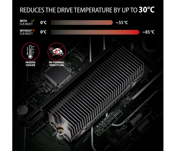 Axagon CLR-M2XT, aluminiowy pasywny radiator M.2 SSD disk, 24 mm - 1353444 - zdjęcie 4